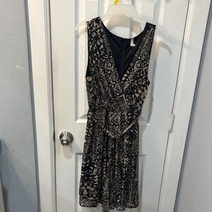 Chic Black and Cream Geometric Mini Dress